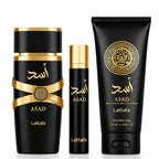 LATTAFA Asad Eau De Parfum + Travel Spray + Shower Gel Set 