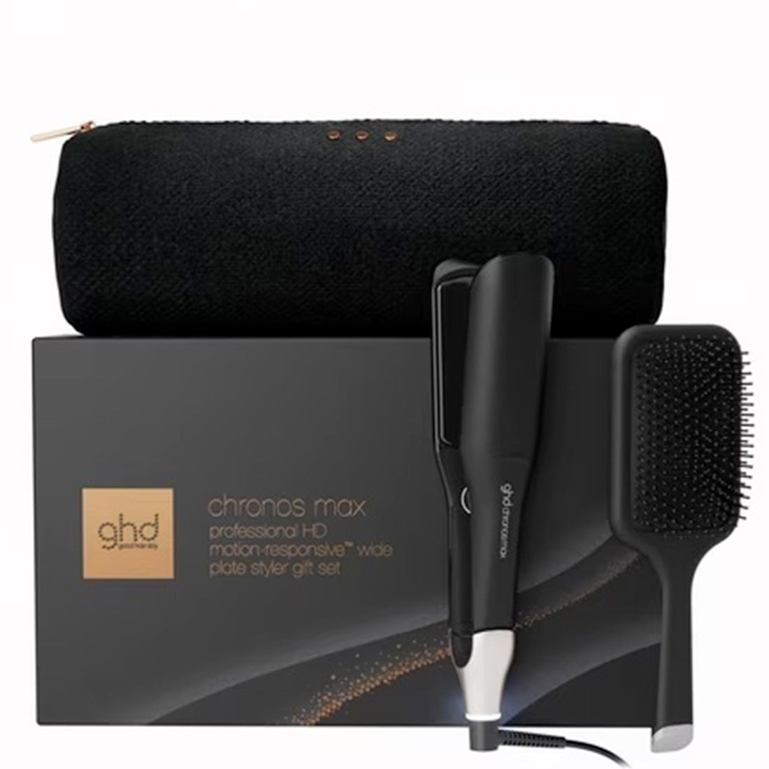 ghd Chronos Max Piastra + Paddle Brush Black + Bag Set 